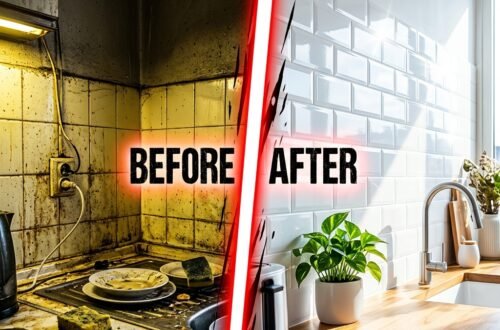 peel and stick backsplash before and after