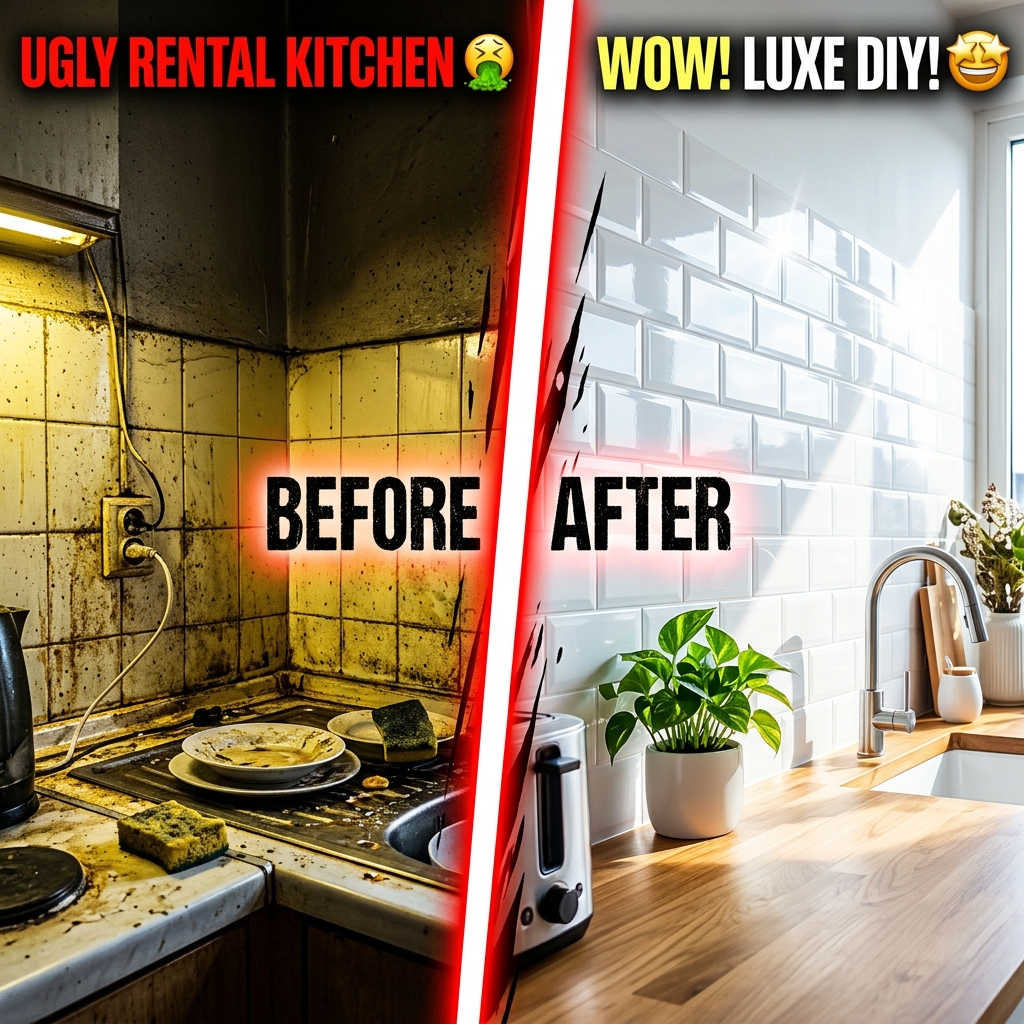 peel and stick backsplash before and after