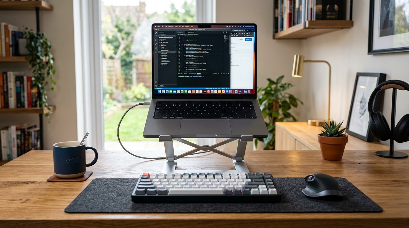 Laptop Remote Work Setup - Foldable Aluminum Laptop Stand Hack