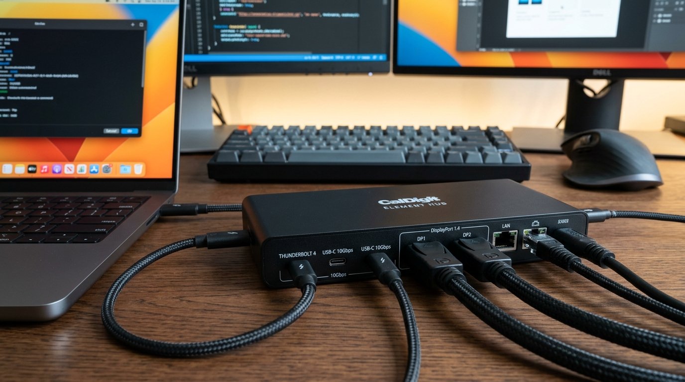 Thunderbolt 4 Docking Macbook Remote Work Setup - Dual 4K Display Output
