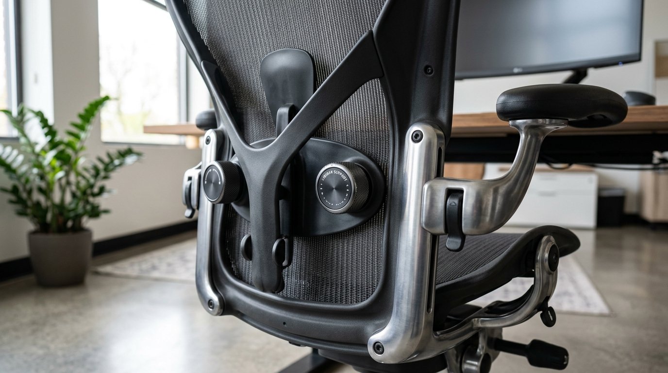 Adjustable Lumbar Support Chair Ergonomic Remote Work Setup - Task Seating