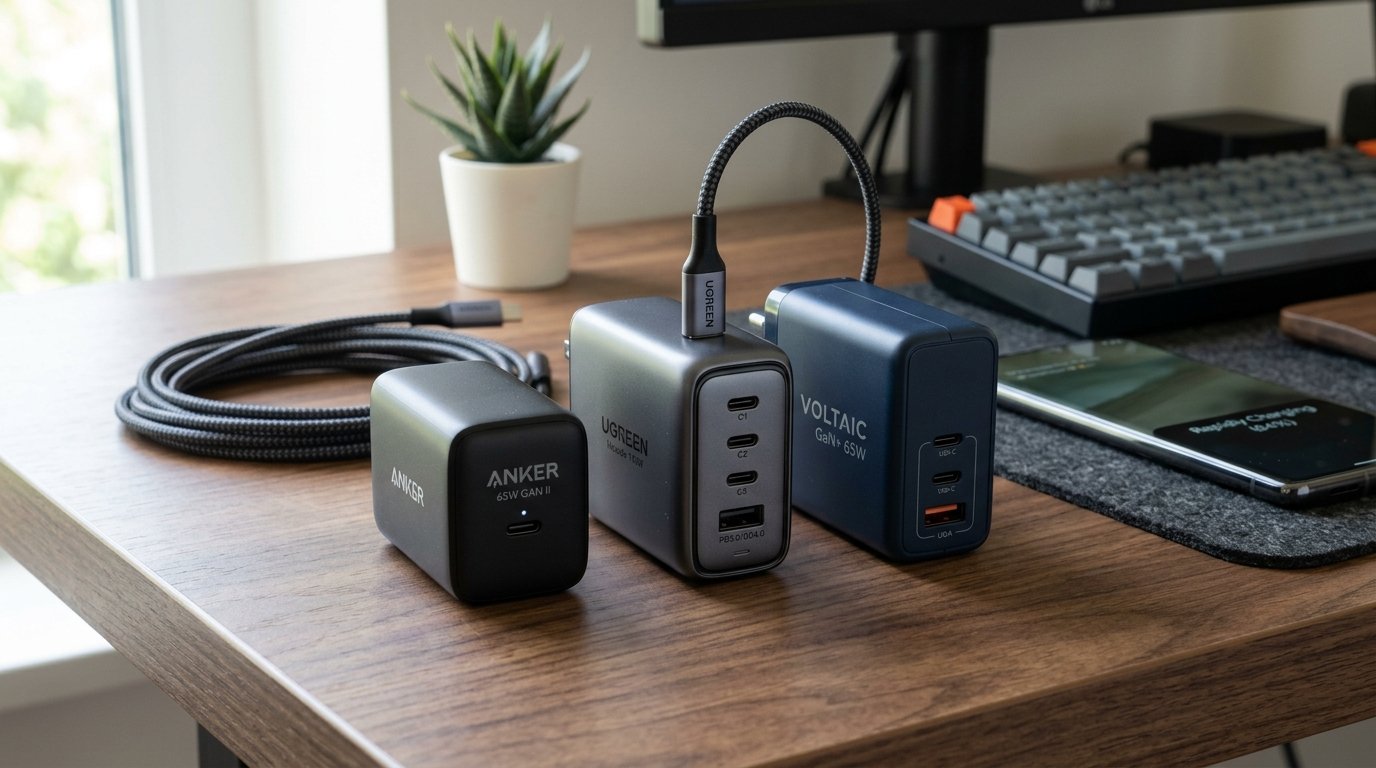 High Speed GaN Charger Portable Remote Work Setup - Multi-Port USB Power Adapter