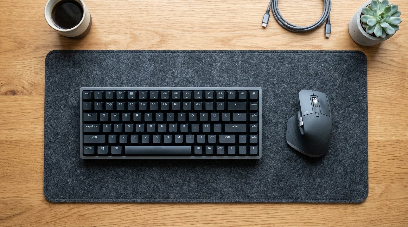 Monochrome Palette Minimalist Remote Work Setup - Matte Black Desk Accessories