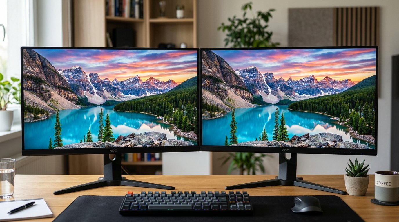 Dual Monitor Remote Work Setup - Matching Color Calibration