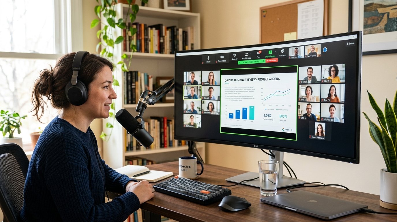 Virtual Display Broadcast Ultrawide Monitor Remote Work Setup - 16x9 Zoom Screen Sharing