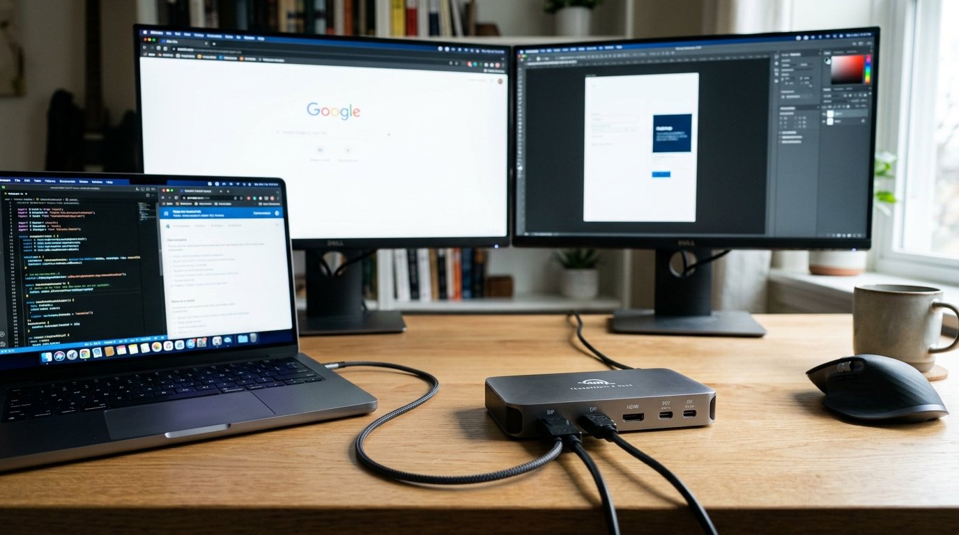 Dual Monitor Remote Work Setup - Thunderbolt 4 USB-C Dock