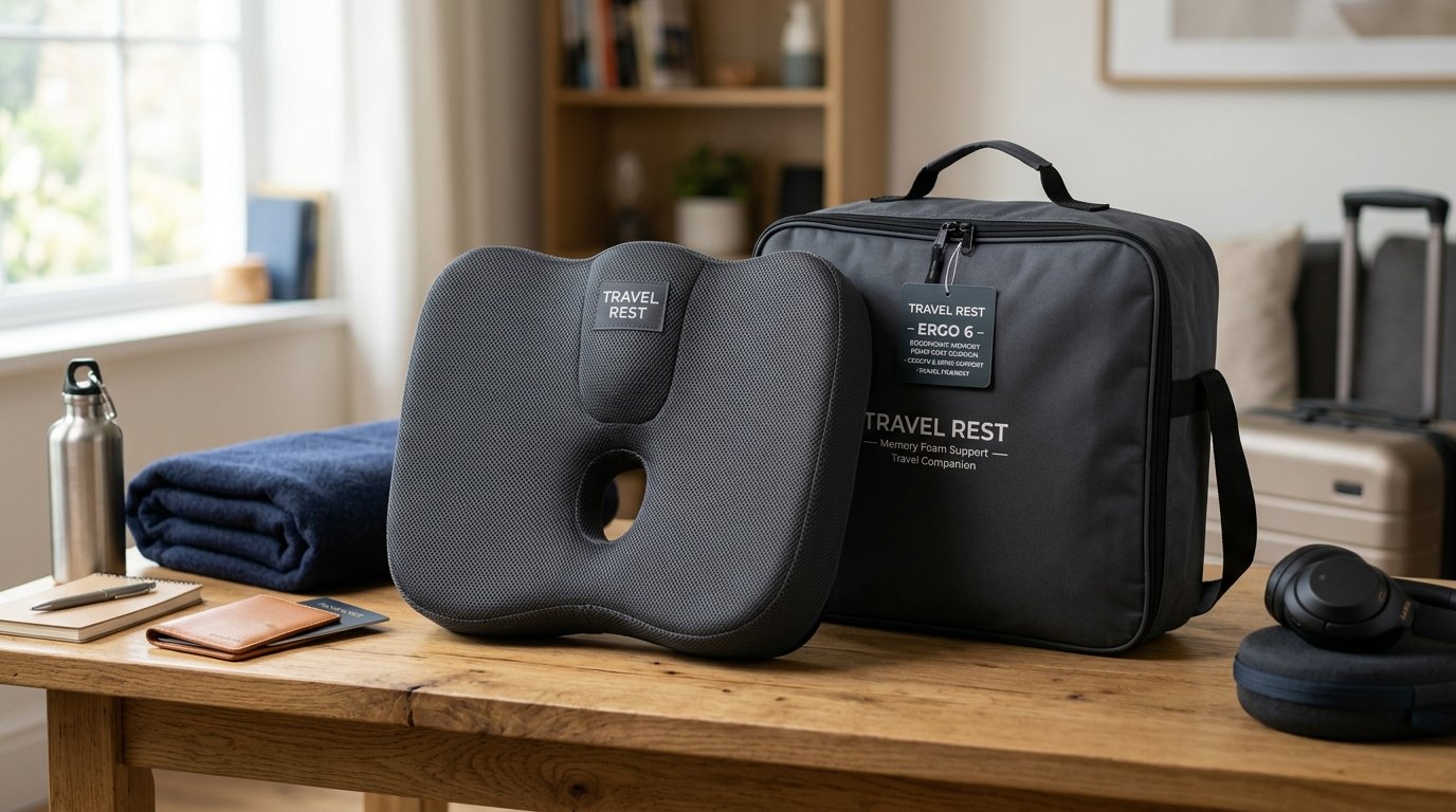 Ergonomic Travel Cushion Portable Remote Work Setup - Coccyx Memory Foam Seat