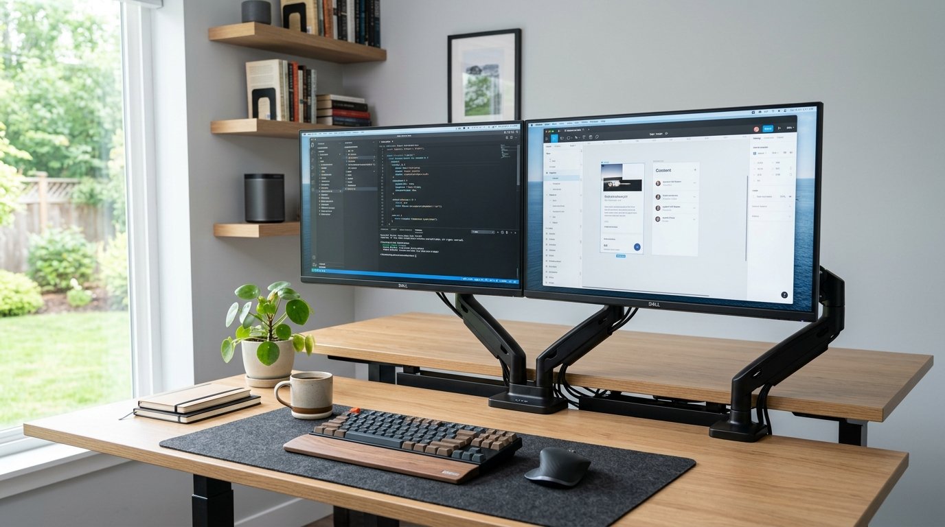 VESA Monitor Mount Budget Remote Work Setup - Single Arm Desktop Clamp