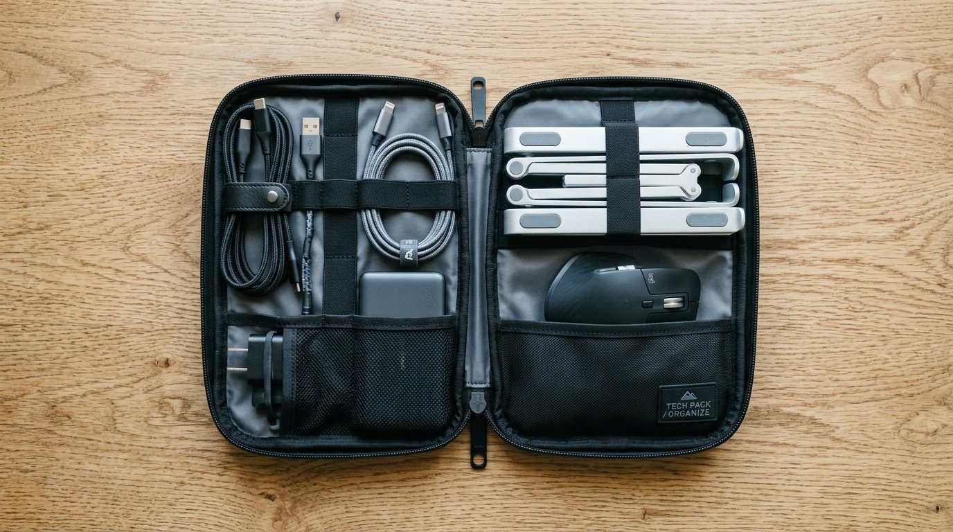 Travel Laptop Remote Work Setup - Compact Organizer Gear Pouch