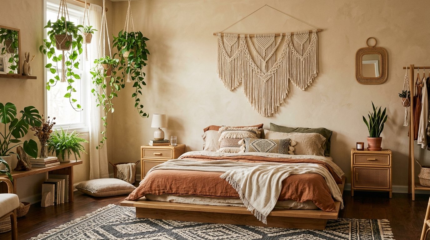 Bohemian boho chic home decor styles bedroom