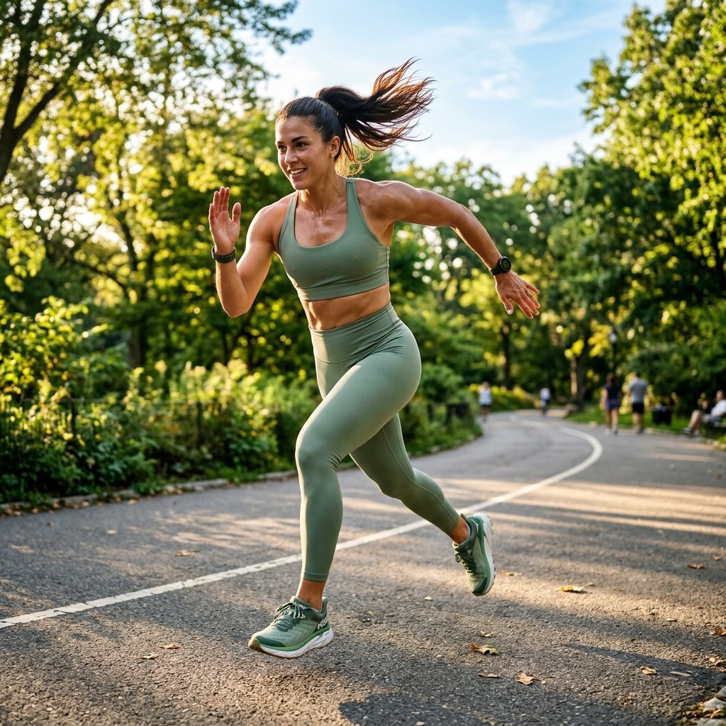 Ovulatory Phase: Peak Energy Outdoor Run woman running outdoors at peak energy during ovulatory phase cycle syncing