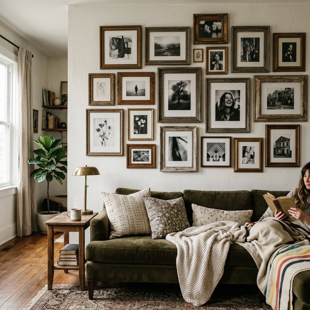creating a gallery wall with thrifted frames