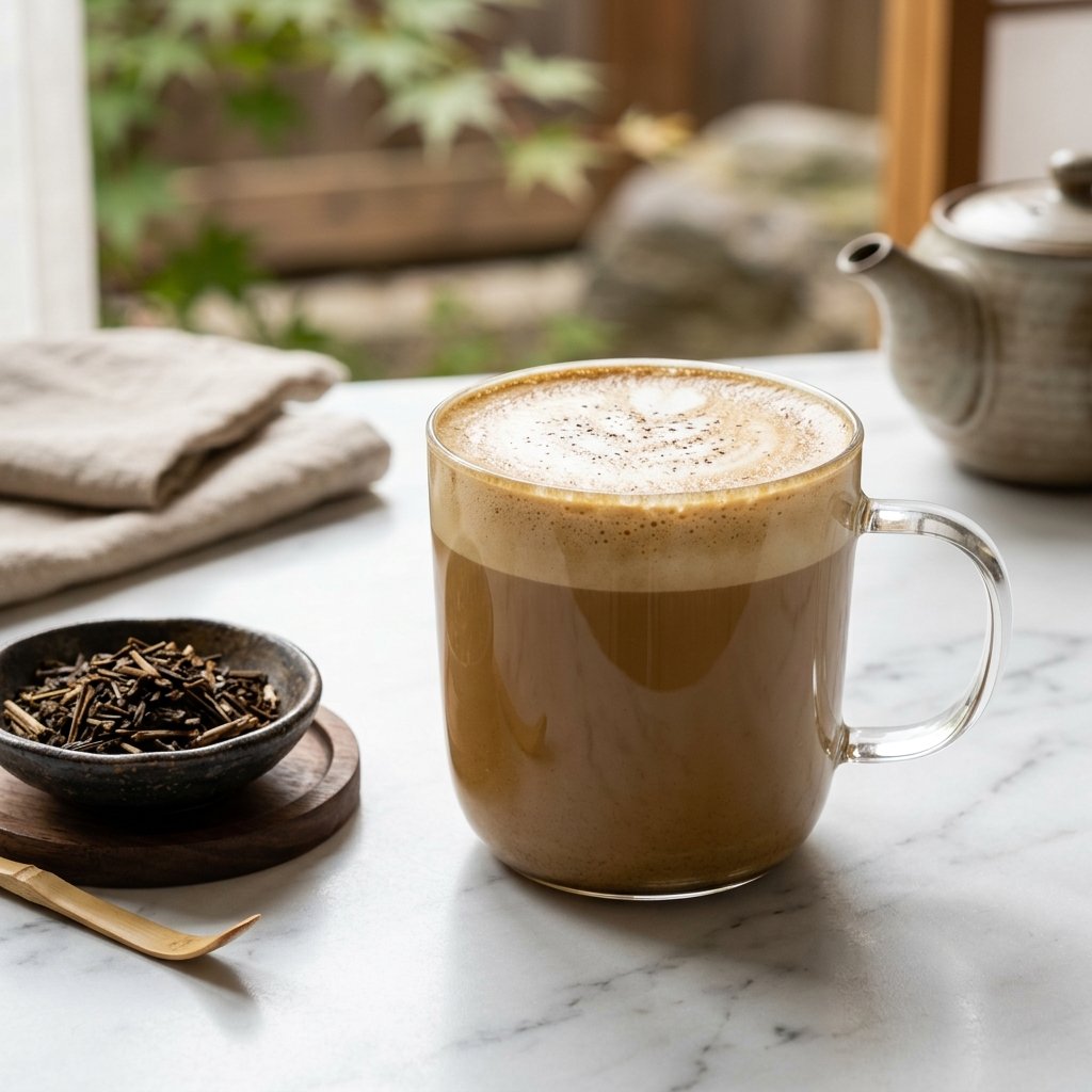 Hojicha Latte - Matcha Alternative hojicha latte as a low-caffeine matcha alternative