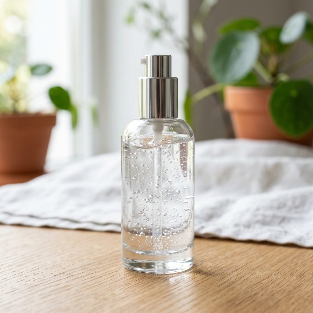 Korean snail mucin essence bottle showing clear viscous liquid texture