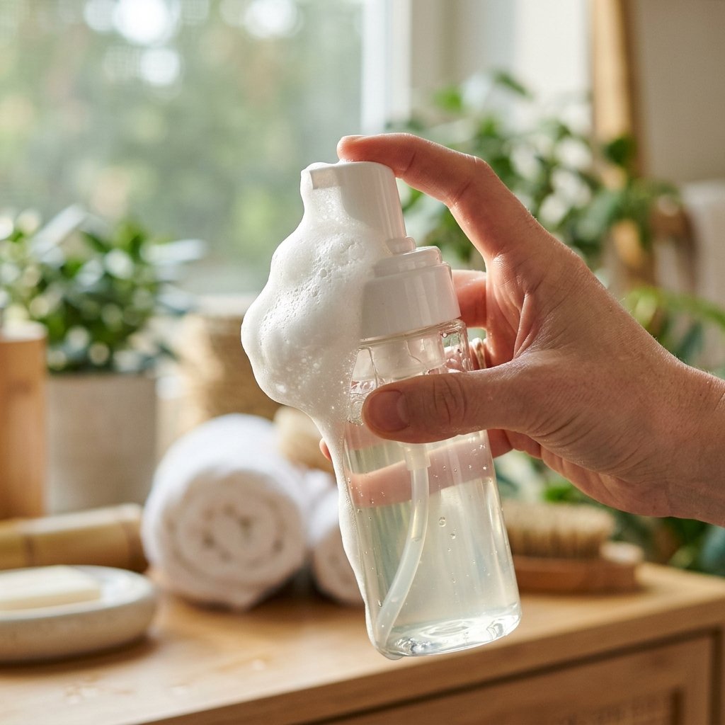 Foaming water-based Korean cleanser with rich lather in a spa setting
