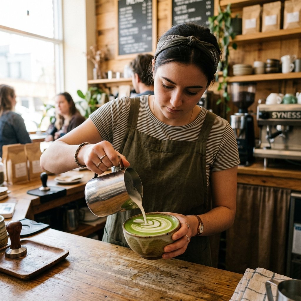 matcha latte near me at independent cafe