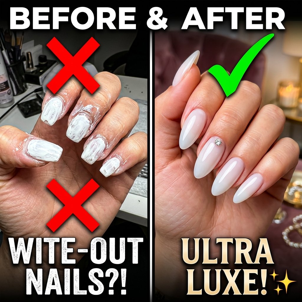 milky white acrylic nails with diamonds