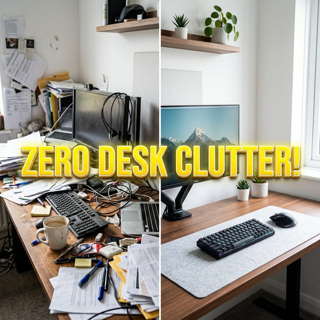 Minimalist Remote Work Setup - Zero Desk Clutter Clickbait Style