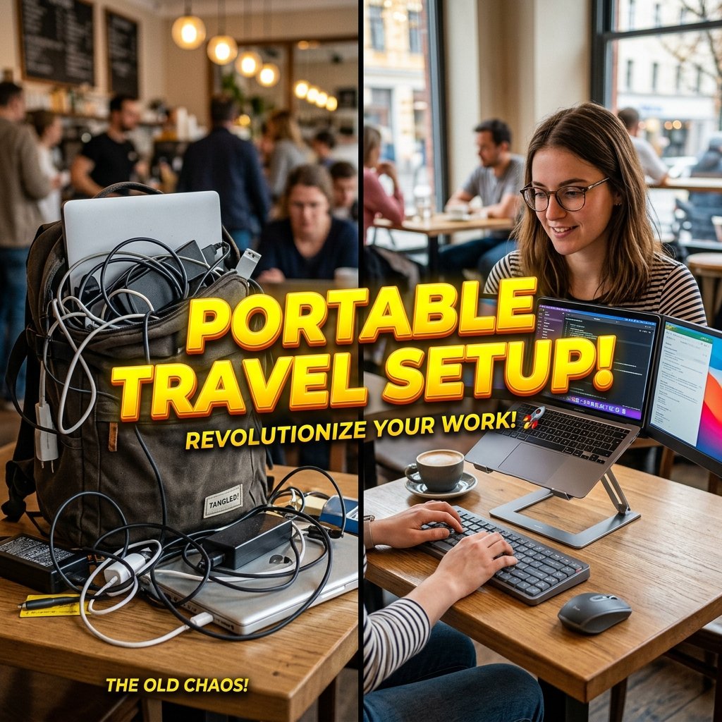 Portable Remote Work Setup - Travel Nomad Setup Clickbait Style