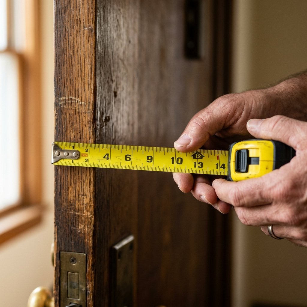 person measuring an apartment door frame apartment furniture planning