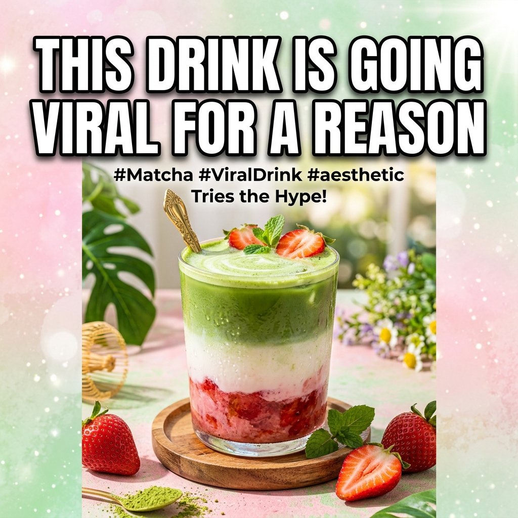 strawberry matcha latte