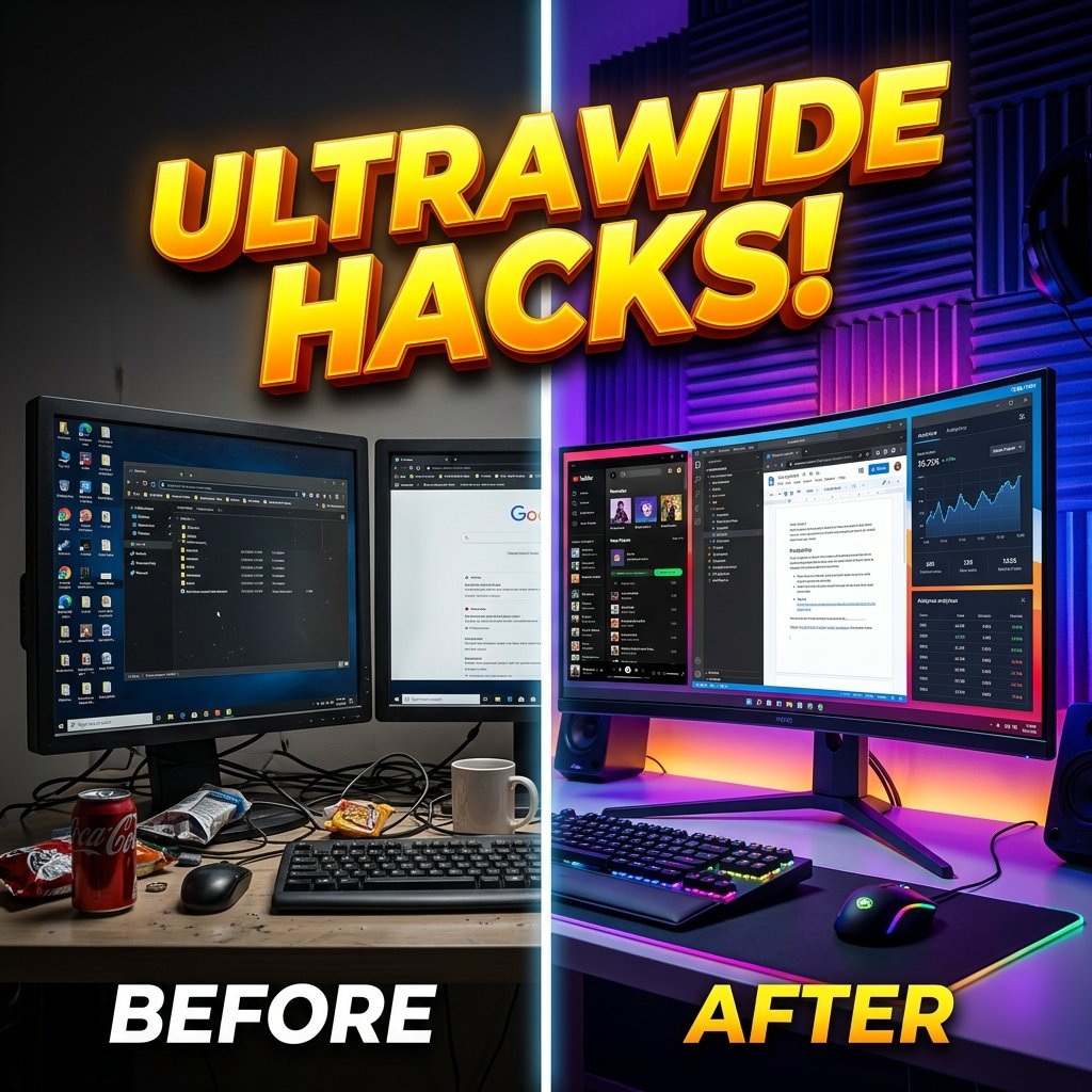 Ultrawide Monitor Remote Work Setup - Ultrawide Hacks Clickbait Style