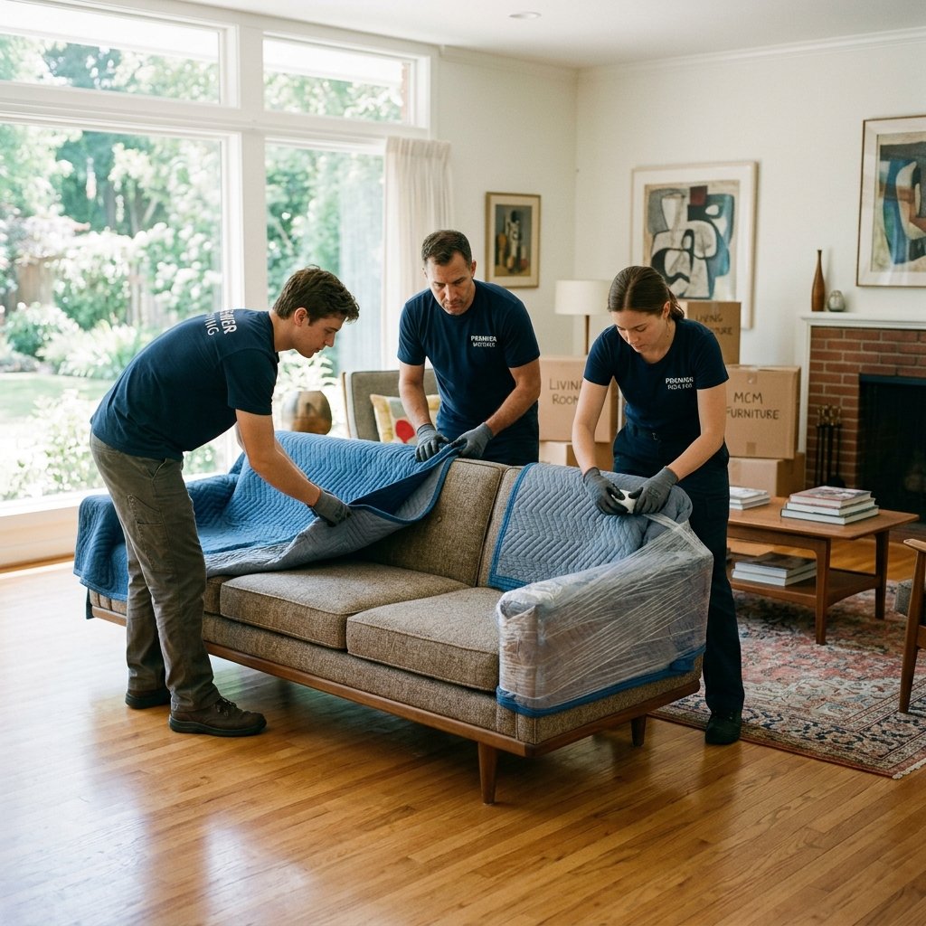 movers wrapping furniture X Van Lines