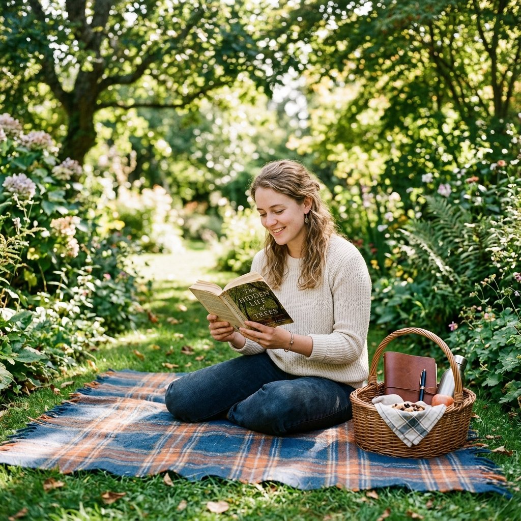 Reading Outdoors During a Digital Detox Weekend woman reading a book outdoors during a digital detox weekend