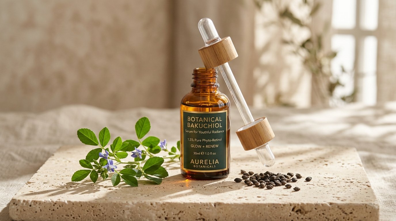 Bakuchiol vs retinol for sensitive skin botanical serum and dropper bottle comparison