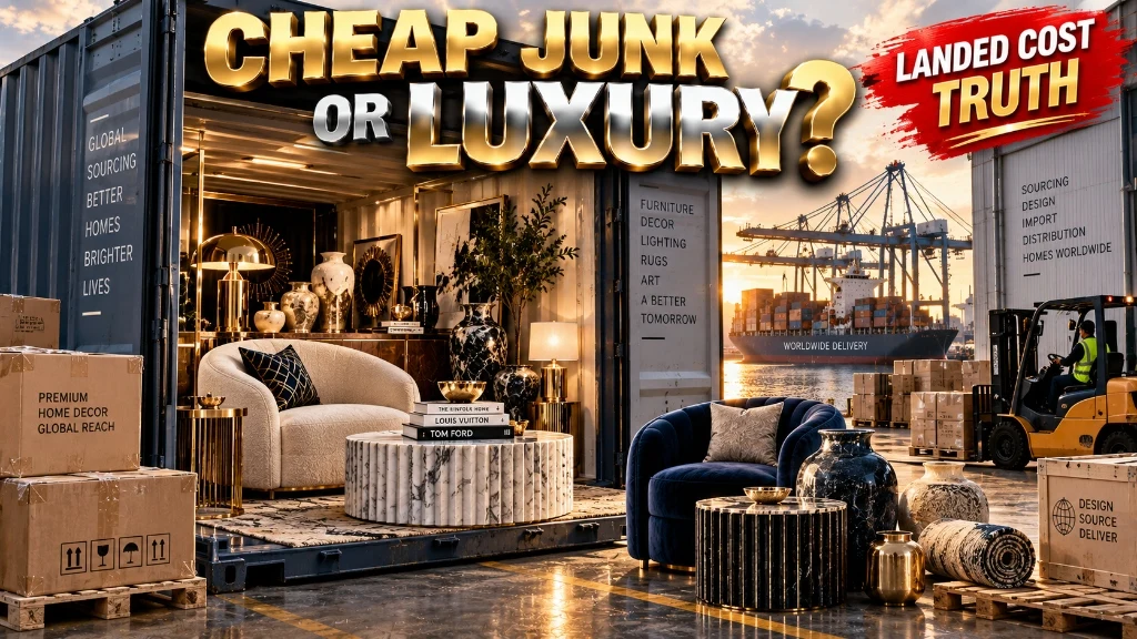 Home decor China imported products guide living room showing landed cost breakdown versus FOB price comparison
