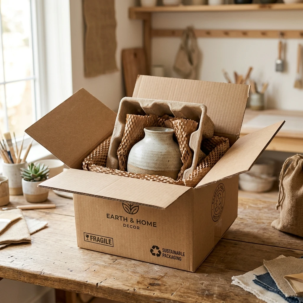 ISTA-1A certified protective packaging and molded pulp cushioning for fragile home decor shipping