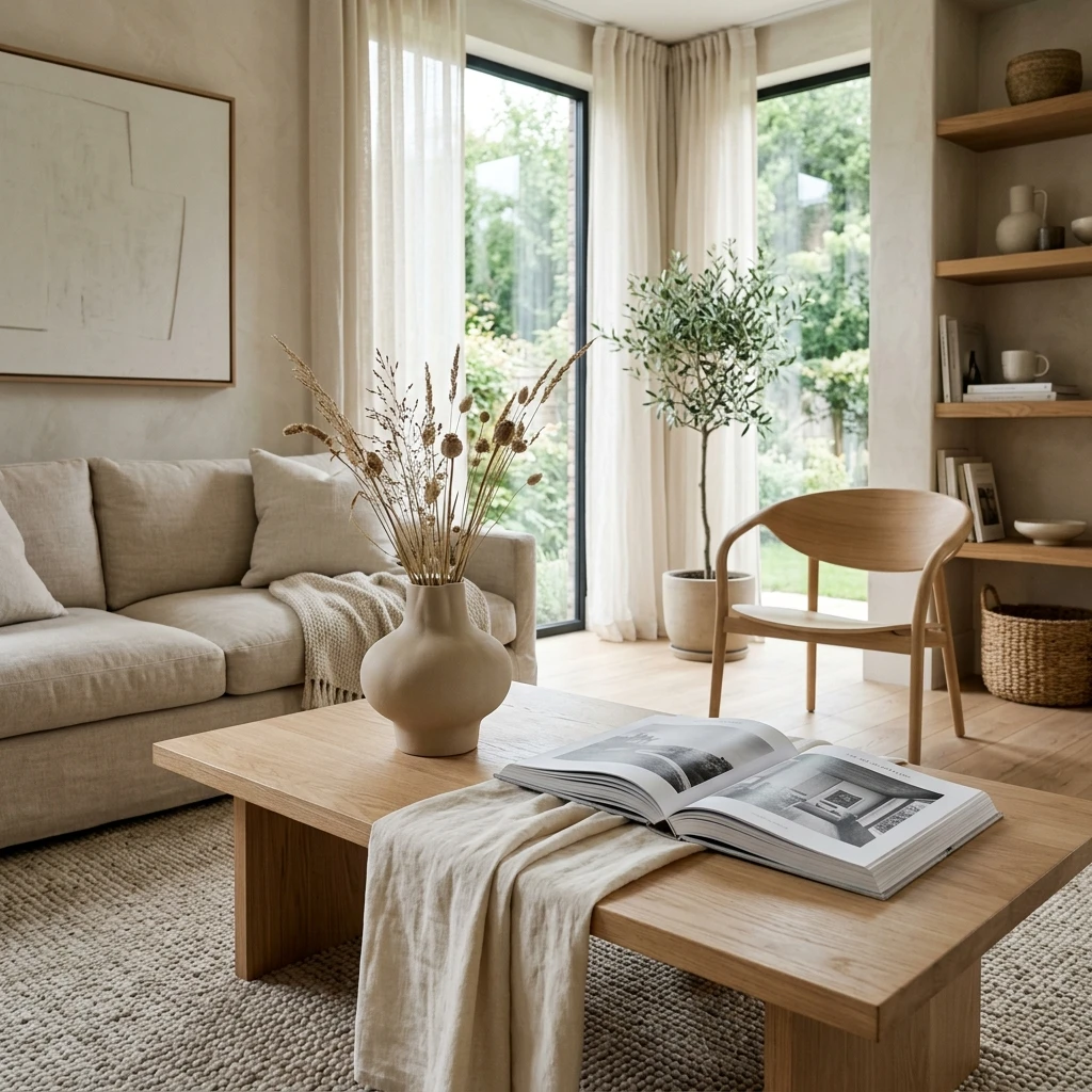 Curated modern living room setup illustrating how to launch a profitable myshopify home decor store